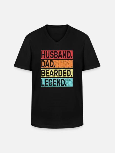 Husband Dad Bearded Legend - Men's V-Neck T-Shirt - black
