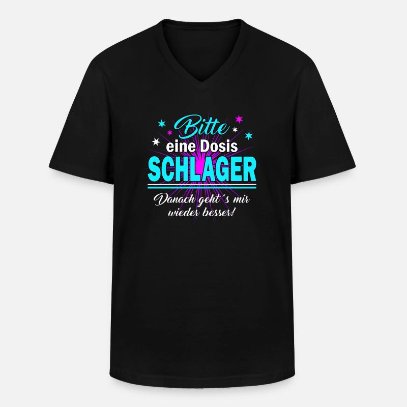 Eine Dosis Schlager bitte - Männer-T-Shirt mit V-Ausschnitt - Schwarz