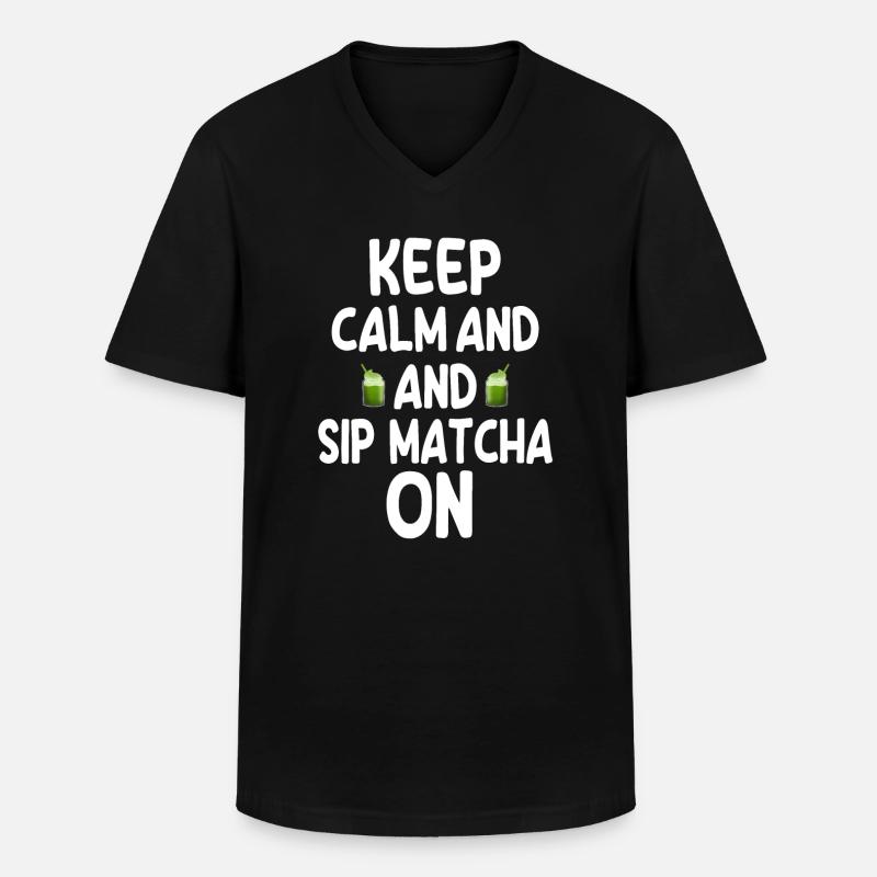 Matcha - Männer-T-Shirt mit V-Ausschnitt - Schwarz