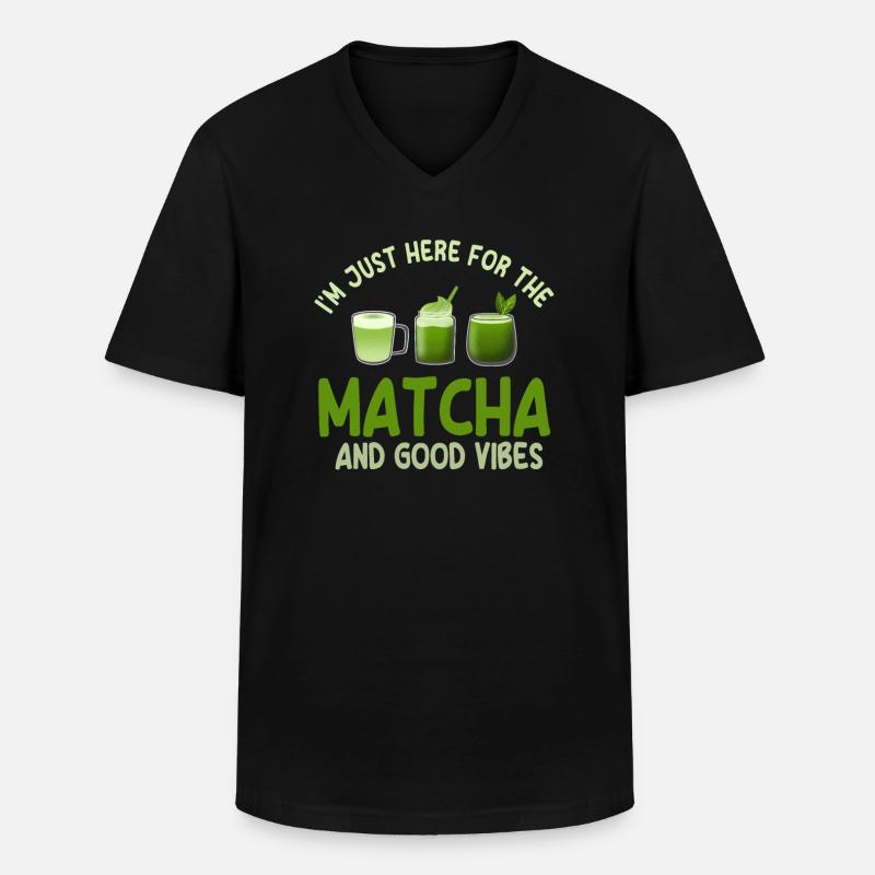 Matcha Latte - Männer-T-Shirt mit V-Ausschnitt - Schwarz