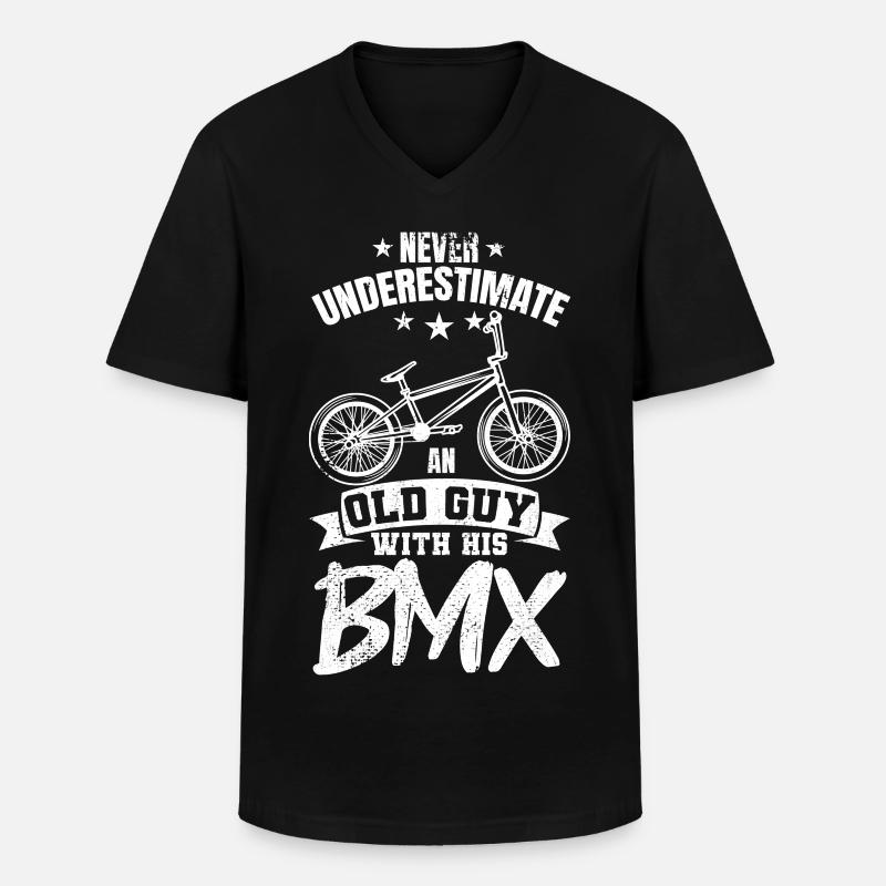 BMX Opa - Männer-T-Shirt mit V-Ausschnitt - Schwarz