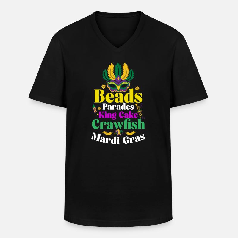 Perlen-Paraden Kingcake Mardi Gras - Männer-T-Shirt mit V-Ausschnitt - Schwarz