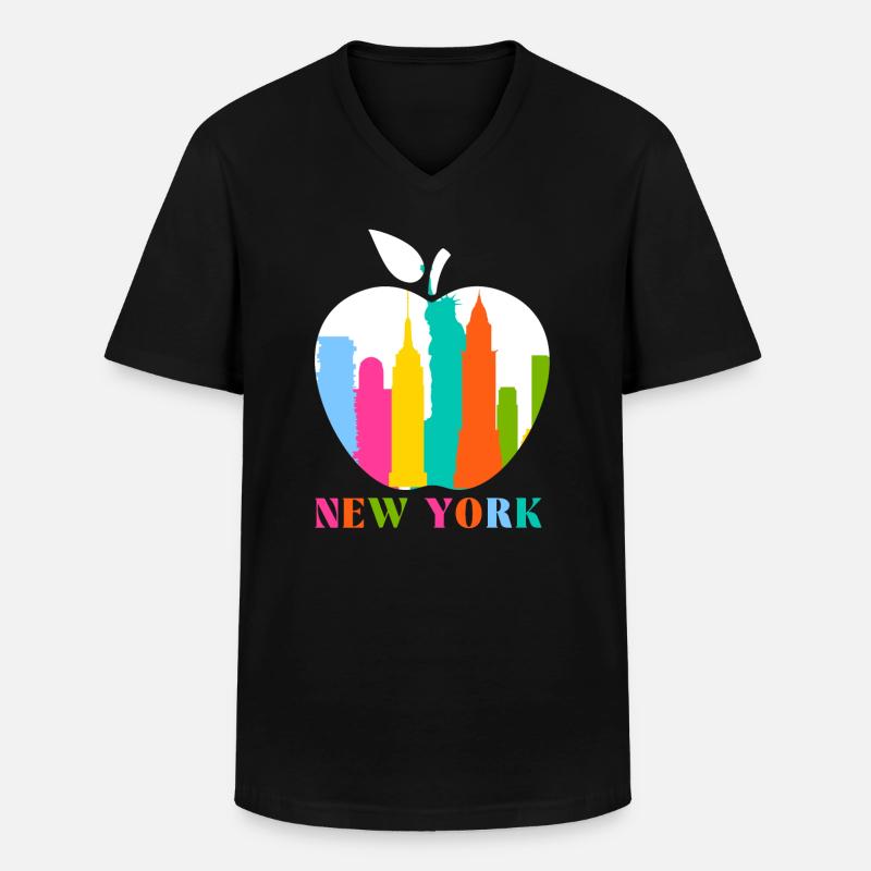 New York - Männer-T-Shirt mit V-Ausschnitt - Schwarz