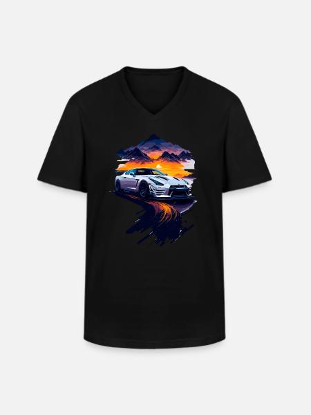 Sportsvogn - Klassisk herre T-shirt med V-udskæring - sort
