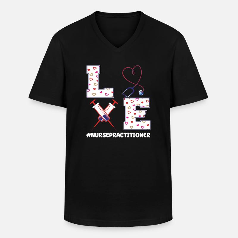 Advanced Practice Nurse Valentine's Day - Männer-T-Shirt mit V-Ausschnitt - Schwarz