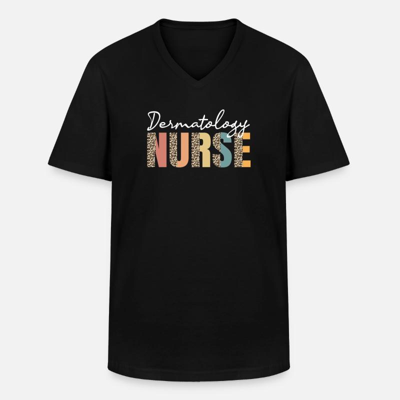 Dermatology Nurse Leopard Pattern - Men's V-Neck T-Shirt - black