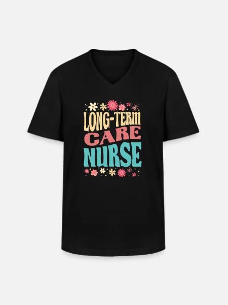 Langzeitpflege Krankenschwester Blumen-outfit - Männer-T-Shirt mit V-Ausschnitt - Schwarz