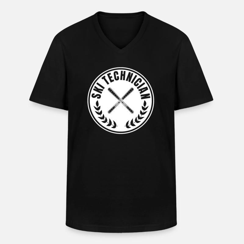Technicien de ski - T-shirt col V Homme - noir