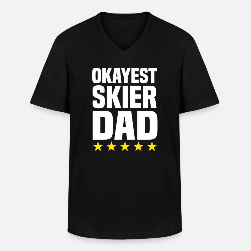 Okayester Skifahrer Papa - Männer-T-Shirt mit V-Ausschnitt - Schwarz