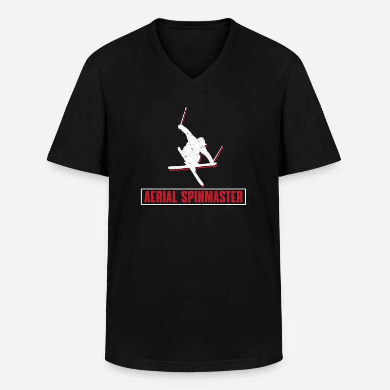 Aerial Spinmaster Freestyle Skiing - Männer-T-Shirt mit V-Ausschnitt - Schwarz