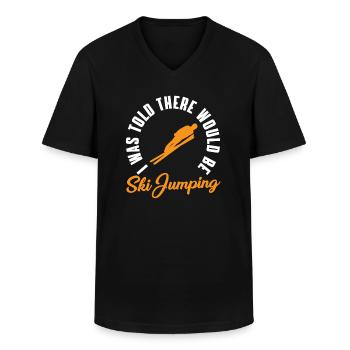 Lustiger Skisprung Humor - Männer-T-Shirt mit V-Ausschnitt - Schwarz - Vorne - AI Model Male 178 dark (178cm)