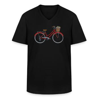 Bicycle - Men's V-Neck T-Shirt - black - Front - AI Model Male 178 dark (178cm)