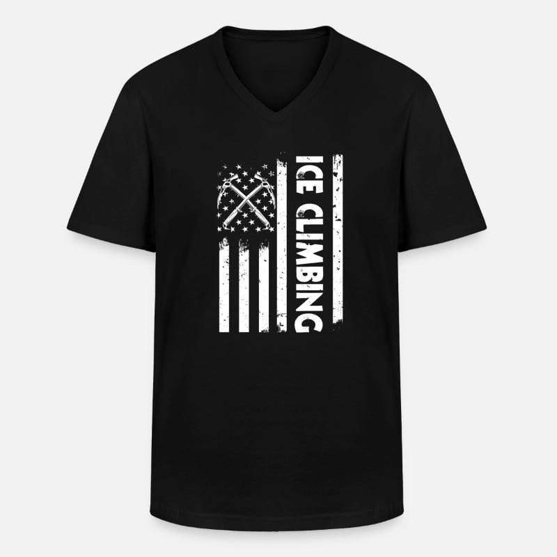 USA Fahne Eisklettern - Männer-T-Shirt mit V-Ausschnitt - Schwarz