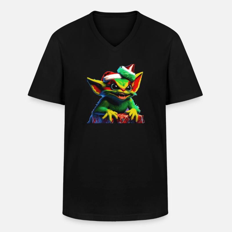 Weihnachts Gremlin - Männer-T-Shirt mit V-Ausschnitt - Schwarz