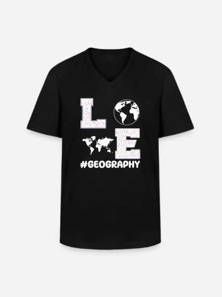 Love Geography - Men's V-Neck T-Shirt - black