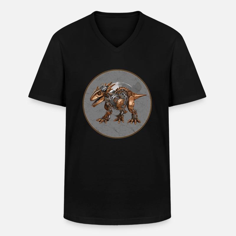 Steampunk-Dinosaurier - Männer-T-Shirt mit V-Ausschnitt - Schwarz