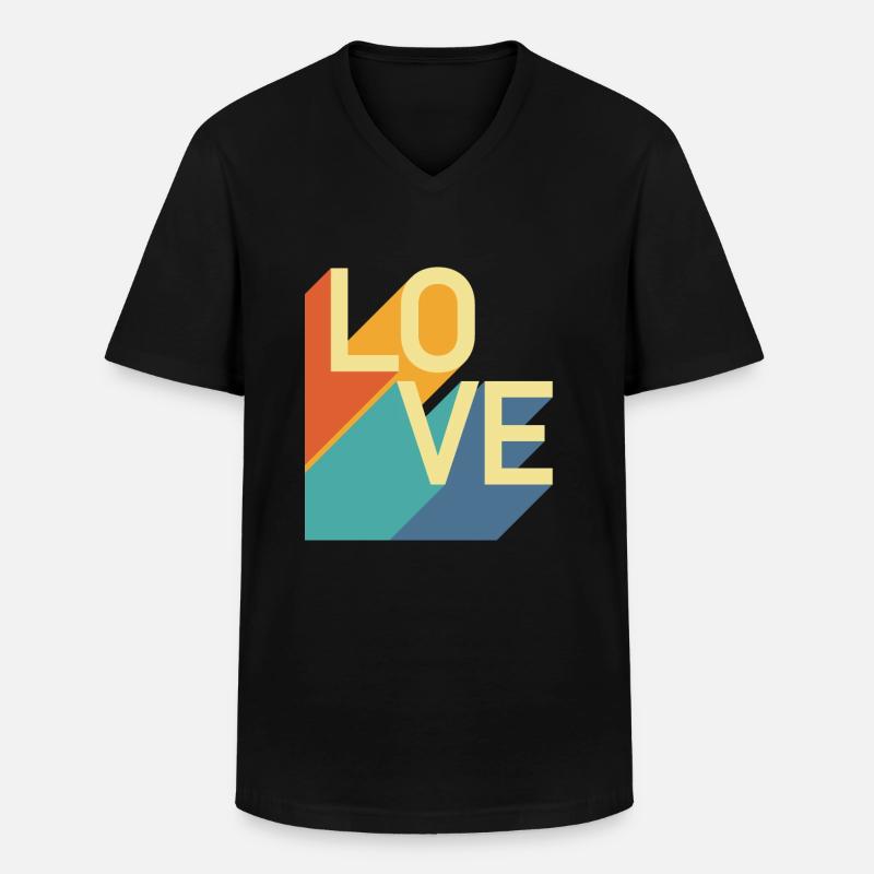 LIEBE - Retro - Männer-T-Shirt mit V-Ausschnitt - Schwarz