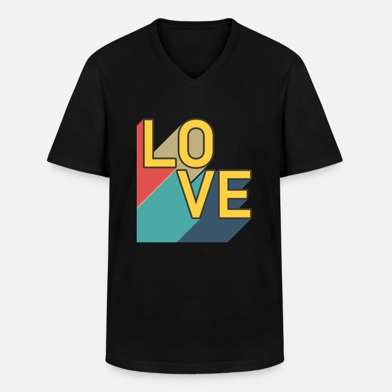 LIEBE - Retro - Männer-T-Shirt mit V-Ausschnitt - Schwarz