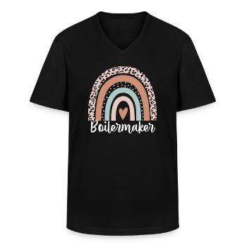 Chaudronnier arc-en-ciel léopard drôle chaudronnier - T-shirt col V Homme - noir - Devant - AI Model Male 178 dark (178cm)