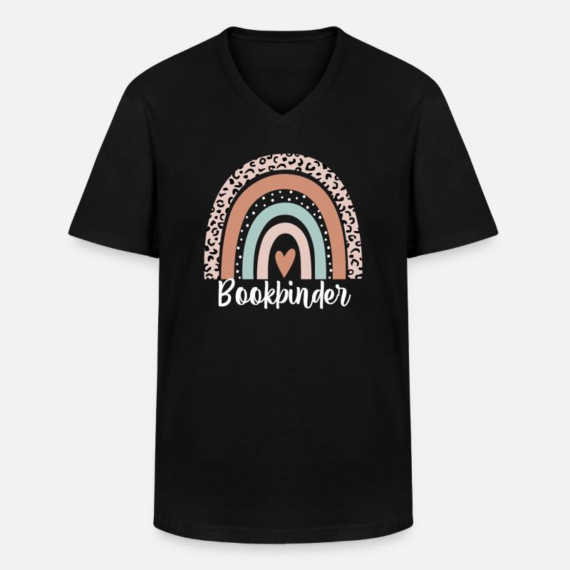 Buchbinder Regenbogen Leopard Lustiger Buchbinder - Männer-T-Shirt mit V-Ausschnitt - Schwarz