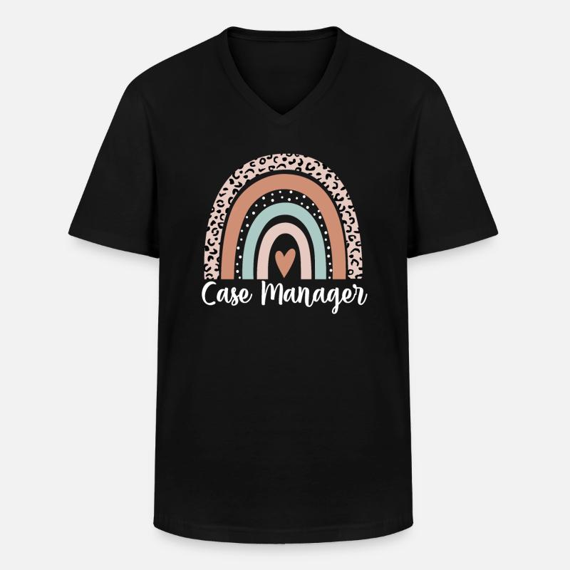 Fallmanager Regenbogenleopard Lustiger Fallmanager - Männer-T-Shirt mit V-Ausschnitt - Schwarz