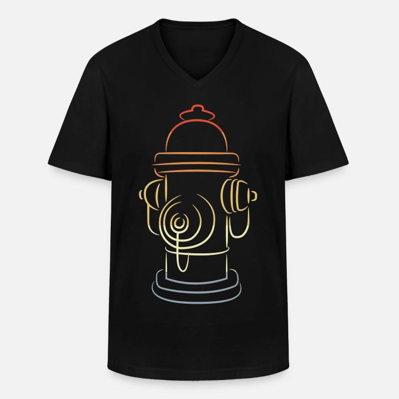 Retro Feuerhydrant - Männer-T-Shirt mit V-Ausschnitt - Schwarz