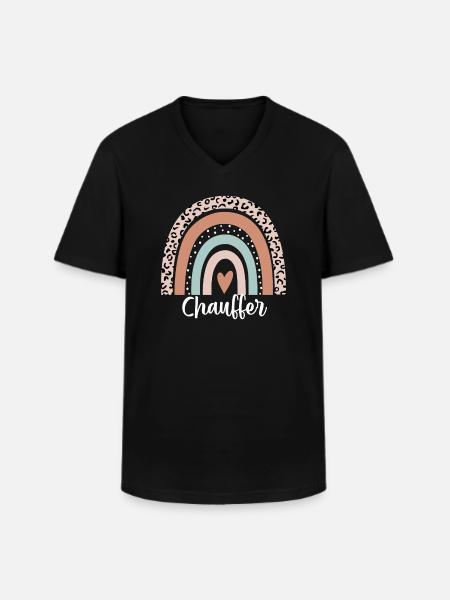 Chauffer Rainbow Leopard Funny Chauffer - Men's V-Neck T-Shirt - black