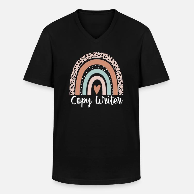 Copywriter Rainbow Leopard Lustiger Texter - Männer-T-Shirt mit V-Ausschnitt - Schwarz