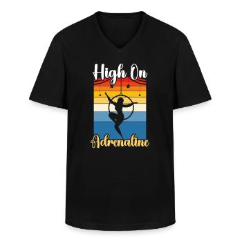 Retro Trapezkünstler Zirkus-Artist Akrobatik - Männer-T-Shirt mit V-Ausschnitt - Schwarz - Vorne - AI Model Male 178 dark (178cm)