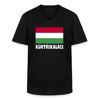 kaminkucKürtőskalács Ungarische Fahne - Männer-T-Shirt mit V-Ausschnitt - Schwarz - Vorne - AI Model Male 178 dark (178cm)