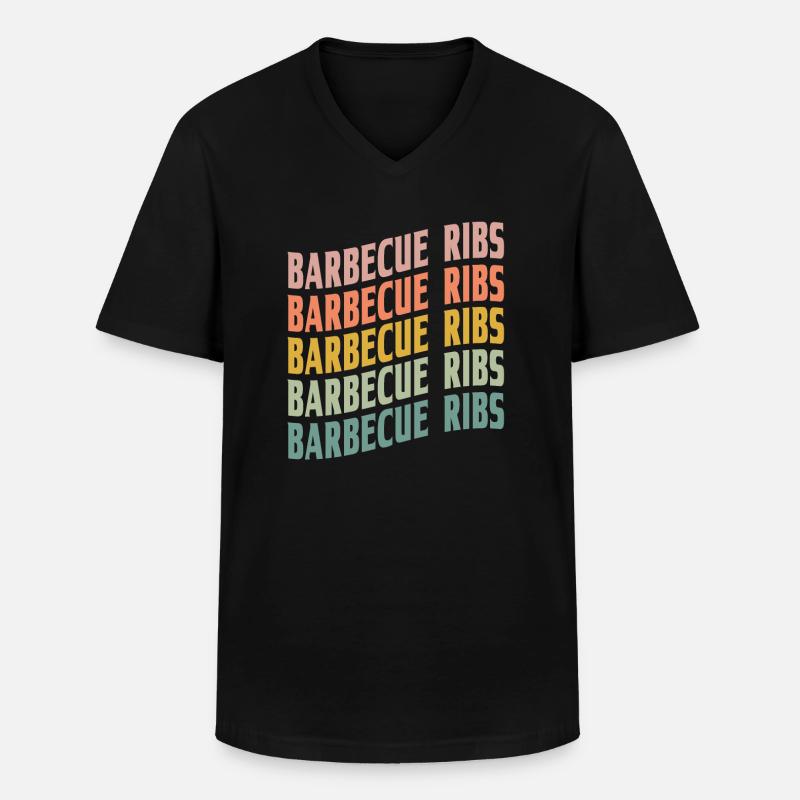 Barbecue Rippchen Schrift - Männer-T-Shirt mit V-Ausschnitt - Schwarz