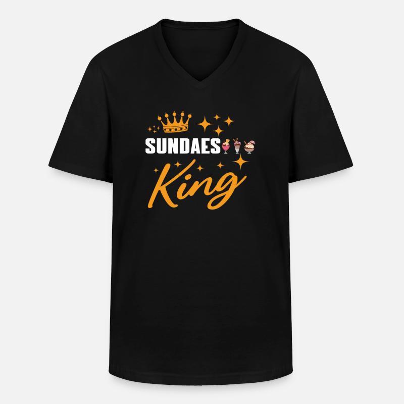 Eisbecher König - Männer-T-Shirt mit V-Ausschnitt - Schwarz
