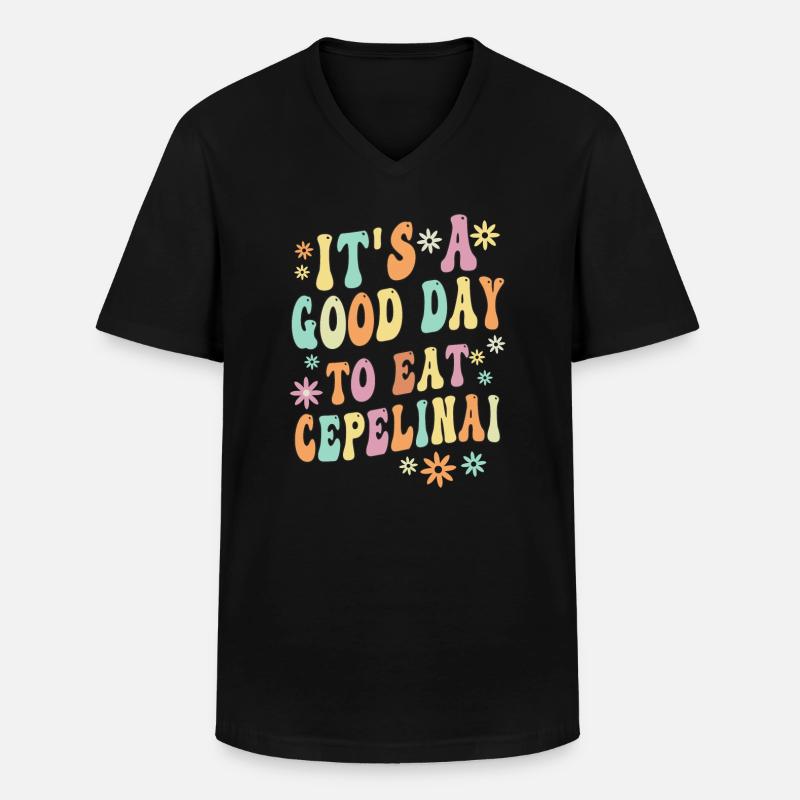 Cepelinai Sprichwort - Männer-T-Shirt mit V-Ausschnitt - Schwarz