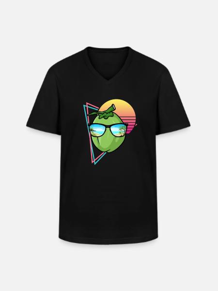 Retro Coconut Design - Men's V-Neck T-Shirt - black