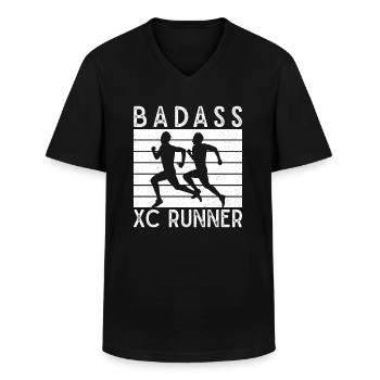 Design de coureur de cross-country - Entraîneur XC - Course à pied - T-shirt col V Homme - noir - Devant - AI Model Male 178 dark (178cm)