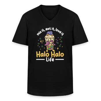 Funny Halo Halo Outfit - Men's V-Neck T-Shirt - black - Front - AI Model Male 178 dark (178cm)