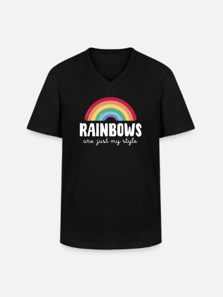 LGBTQ Rainbow Saying Pride Month - Men's V-Neck T-Shirt - black
