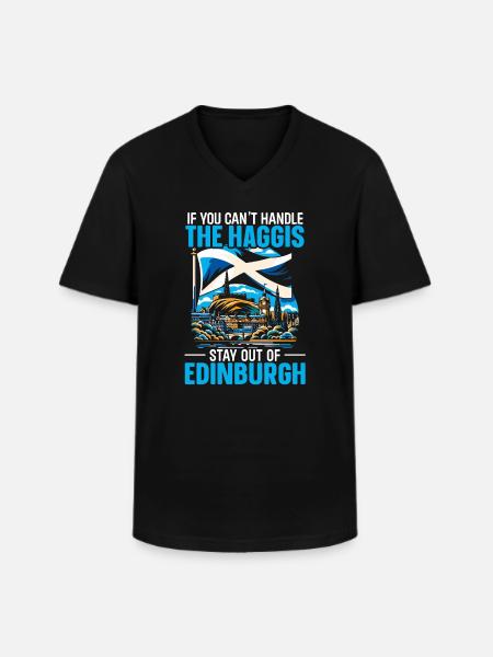 Édimbourg, Écosse, Royaume-Uni - T-shirt col V Homme - noir