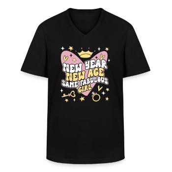 Happy Birthday, Celebrating Bday party, - Men's V-Neck T-Shirt - black - Front - AI Model Male 178 dark (178cm)