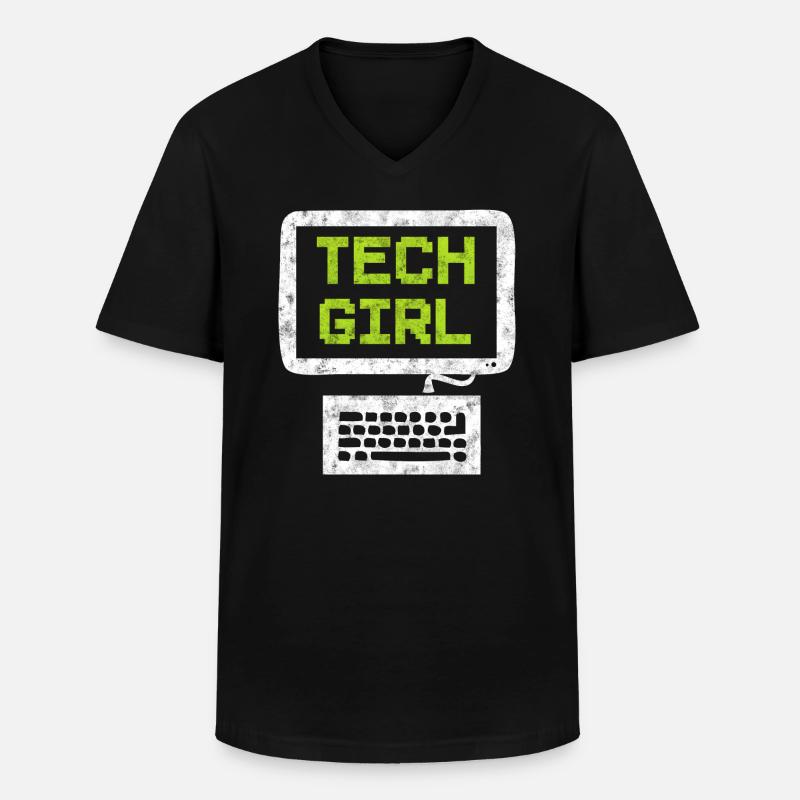 Tech Girl Computertechniker - Männer-T-Shirt mit V-Ausschnitt - Schwarz