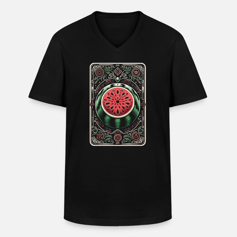 Été drôle de pastèque - T-shirt col V Homme - noir