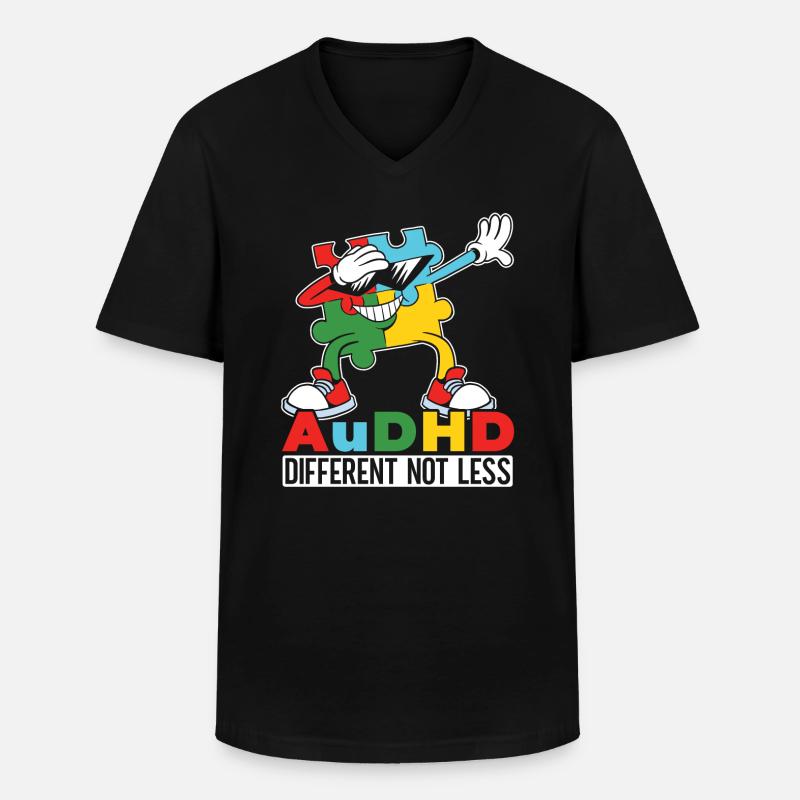 Audhd-behinderung er Autismus Adhs - Männer-T-Shirt mit V-Ausschnitt - Schwarz