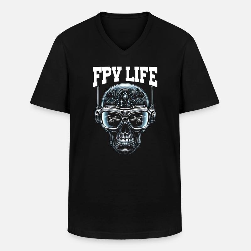 FPV drone pilot, remote control - Men's V-Neck T-Shirt - black