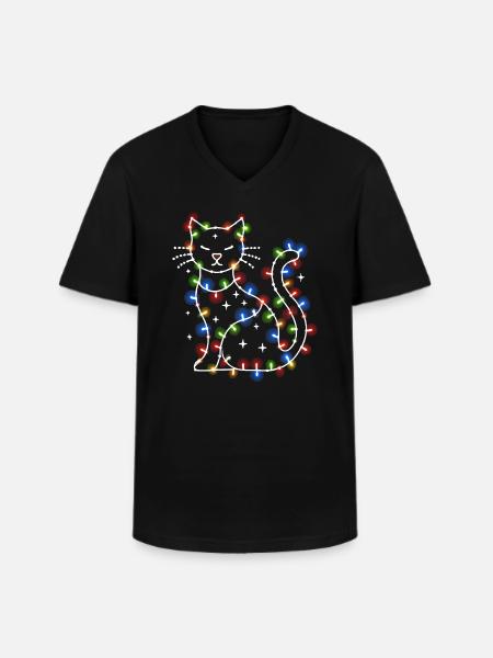 Cat Christmas Holiday Time - Men's V-Neck T-Shirt - black
