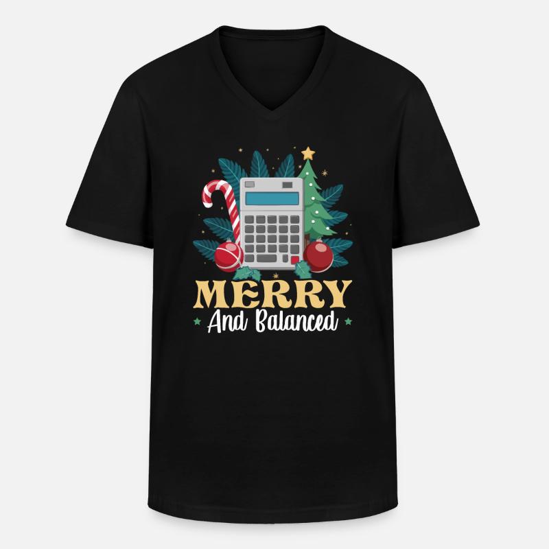 Lustiger Buchhalter Weihnachtsmann Controller - Männer-T-Shirt mit V-Ausschnitt - Schwarz