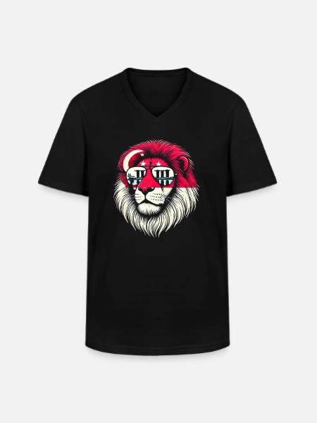 Singapore Lion - Men's V-Neck T-Shirt - black