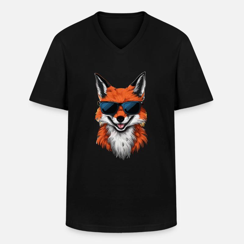 Fuchs Füchse Tier - Männer-T-Shirt mit V-Ausschnitt - Schwarz