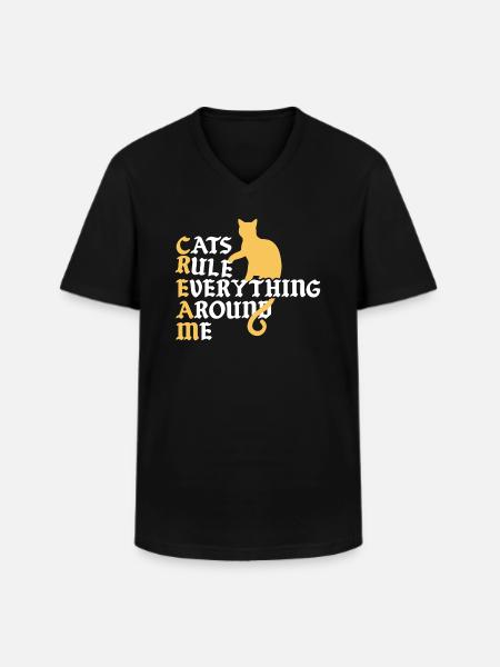 Cats Rule Everything Around - Men's V-Neck T-Shirt - black
