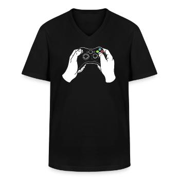 Gaming Controllers - Men's V-Neck T-Shirt - black - Front - AI Model Male 178 dark (178cm)