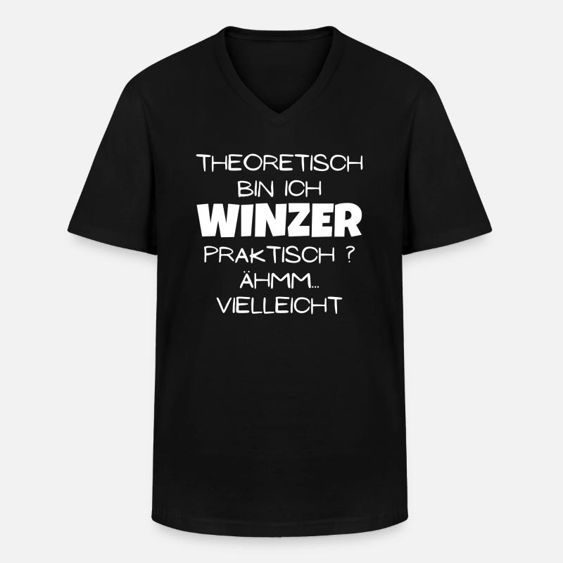 Theoretisch Winzer - Männer-T-Shirt mit V-Ausschnitt - Schwarz